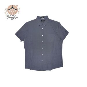 Nordstrom Men’s Shop Trim Fit Short Sleeve Shirt XL Navy Polka Dot